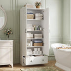 Giantex 72" Tall Kitchen Pantry Cabinet, Farmhouse Wooden Cupboard w/ 2 Doors, Drawer & Adjustable Shelves, Freestanding Versatile Storage Cabinet for Dining Room Living Room Bathroom (White)