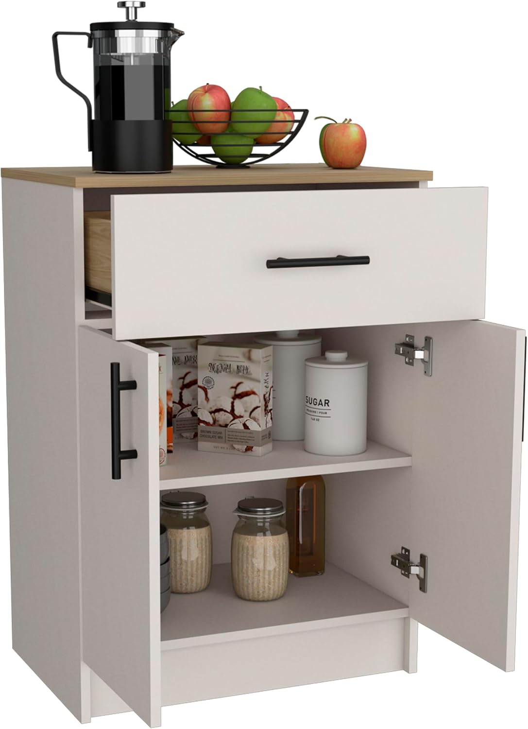 Multistorage Pantry Cabinet, One Drawer, Two Interior Shelves Ivory - Natural Oak