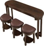 Merax 4 Piece Bar Table Set with 3 PU Upholstered Bar Stools, Solid Wood Counter Height Kitchen Table Set, Breakfast Table with 3 Padded Stools for Living Room, Dining Room, Espresso