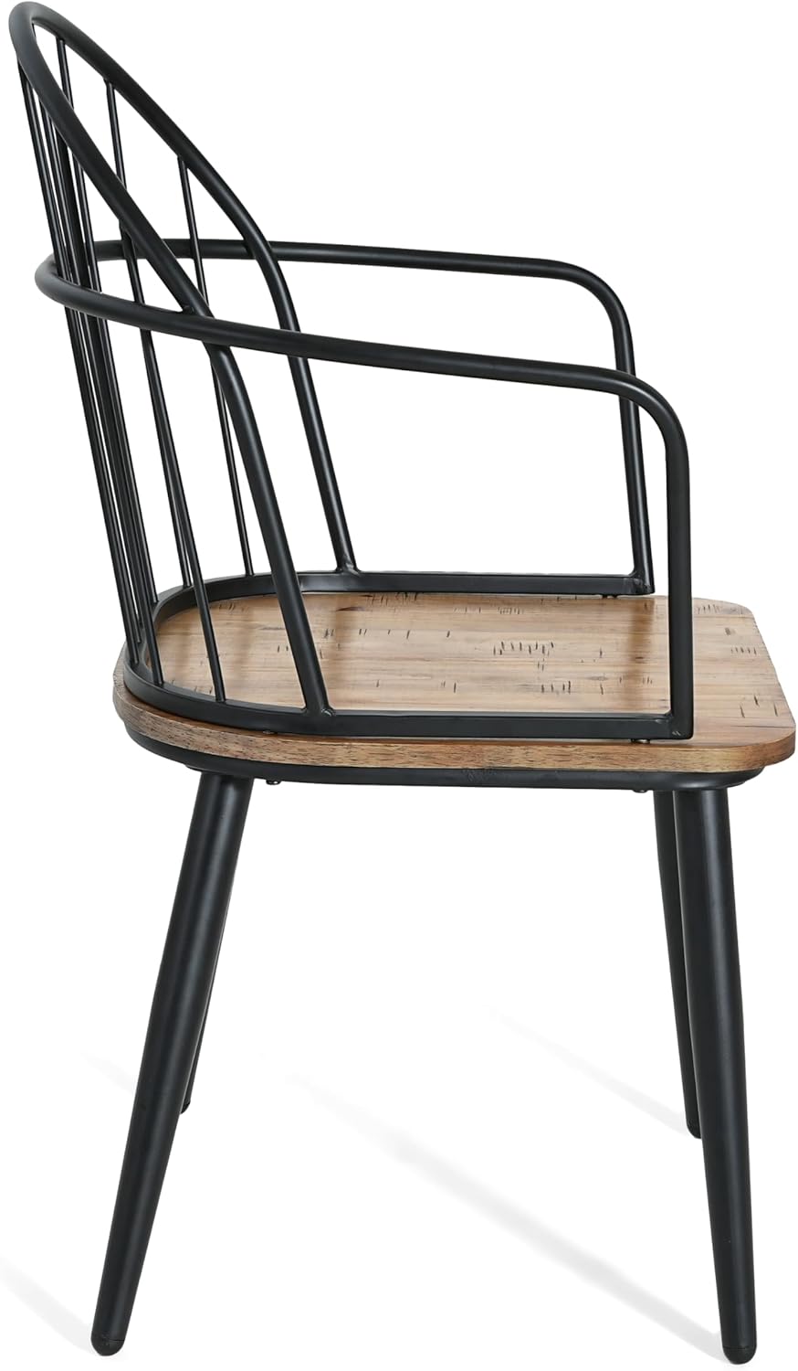 Christopher Knight Home Drats Dining Chairs Set of 2, Accent Dining Chair, Birch Finish Seating Kitchen Chair, Bucket Backrest Metal Frame Armchair, Industrial Dining Chair for Dining Room, Natural
