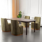 Chenille Rolling Dining Chairs with Casters Set of 2, Modern Upholstered Kitchen & Dining Room Comfortable Decorative Chairs, for Bedroom Reading Room Living Room, Green