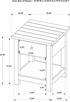Coaster Home Furnishings Payne 1-Drawer Wood End Table with Shelf Distressed Brown