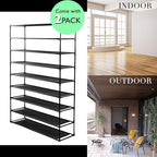 TY ARTS & CULTURE 2 Pack 9-Tiers Shoe Rack Organizer, Sturdy Metal Pipes & Durable Non-Woven Fabric, Space Saving Tall Shoe Shelf Hold 72-90 Pairs, Shoe Rack for Entryway (Black)