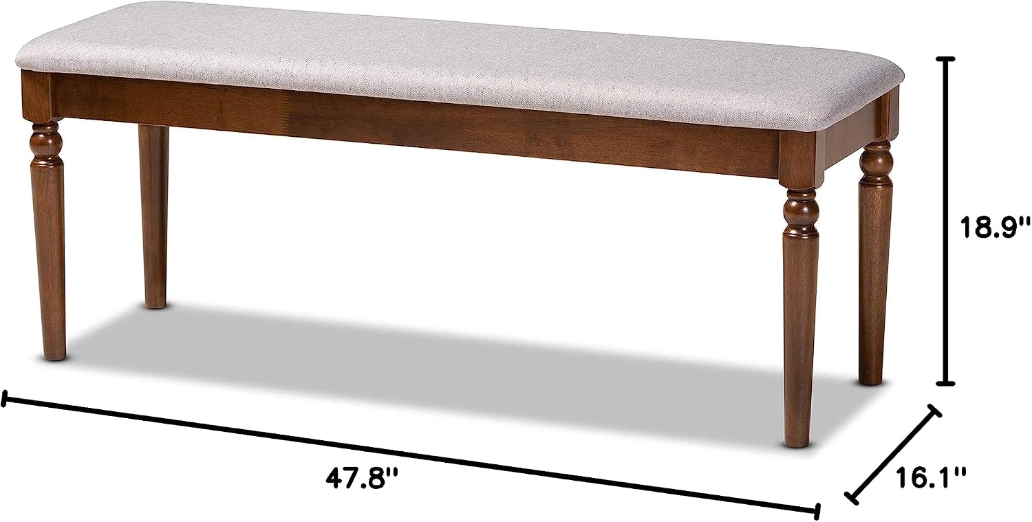 Baxton Studio Giovanni Modern and Contemporary Grey Fabric Upholstered and Walnut Brown Finished Wood Dining Bench