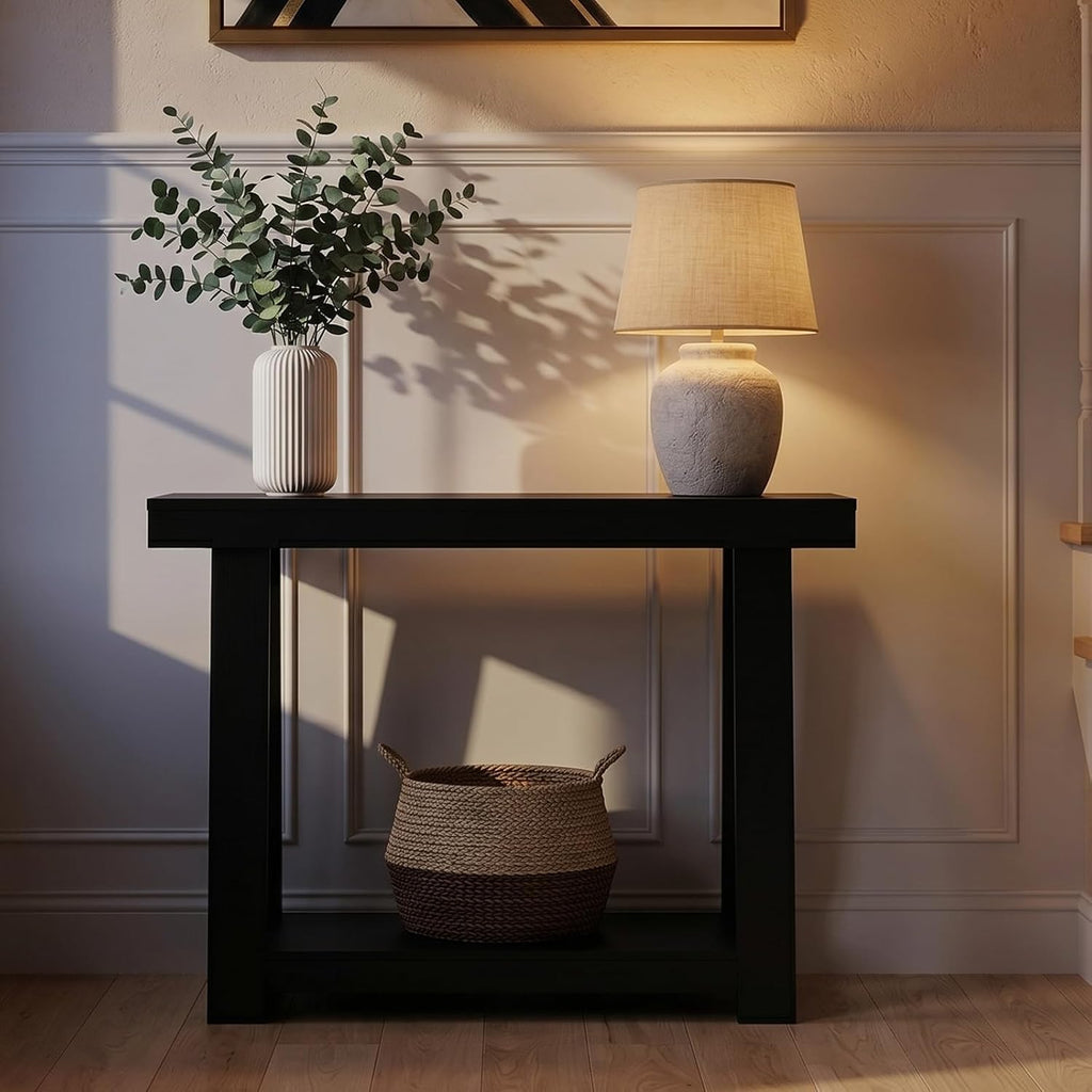36" Narrow Console Table - 500lb Capacity 2-Tier Entryway Table, 2.6" Thick Top, Easy Clean & 15-Min Assembly, Sofa Table for Small Spaces
