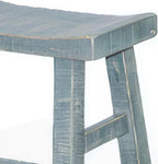 Rena Counter Height Bench, 33 Inch Seagrass Green Mahogany Wood Frame