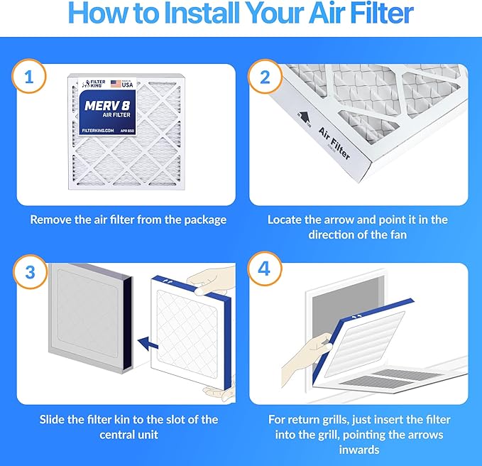 Filter King 26x51x1 Air Filter | 4-PACK | MERV 8 HVAC Pleated A/C Furnace Filters | MADE IN USA | Actual Size: 26 x 51 x .75"