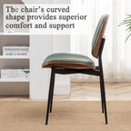 LUNLING Dining Chairs Set of 2 Mid Century Modern Retro Faux Leather Chair with Walnut Bentwood Upholstered Seat Metal Legs Chairs,Adjustable Foot for Kitchen Dining Room Chairs(Green)