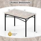 GOFLAME 43” Sintered Stone Dining Table for 4, Rectangular Kitchen Table with Faux Marble Tabletop and Metal Frame, Modern Dining Room Table for Kitchen, Living Room, Restaurant