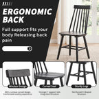 Black Wood Dining Chairs Set of 6, Windsor Farmhouse | Spindle Back, Solid Wood, Farmhouse Style, for Kitchen & Dining Room, Easy Assembly, Set of 6 Black, Country Decor