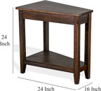 Benzara Flint Chairside Table with Shelf- 24 Inch Angled Dark Brown Mahogany