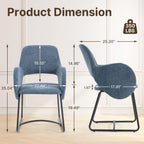 Mid-Century Modern Dining Chair, Upholstered Single Chair with Armrests, 350 lbs Weight Capacity, 22" Wide Seat, Chenille Fabric, Ergonomic Back Support for Kitchen/Dining Room/Cafe/Resturant