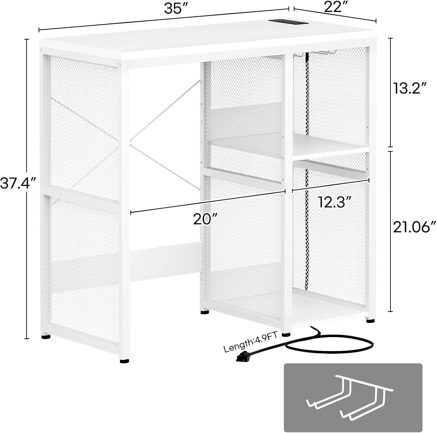 Homieasy Mini Fridge Cabinet with Power Outlet, Coffee Bar Cabinet, White | Mini Fridge Space, Industrial Liquor Cabinet with Wine Storage & Glass Holder for Dorm, Living Room, Home Kitchen