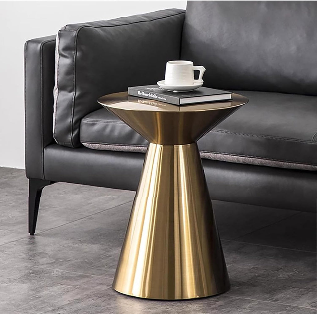 Modern Coffee Table Metal Tea Table,Luxury Sofa Side Table Corner Table,Round Pedestal Tea Table End Table for Living Room Bedroom(17.71" W x 21.65" H, Gold)