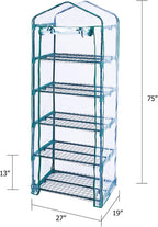 Worth Garden 5 Tier Mini Greenhouse - 75'' H x 27'' L x 19'' W - Sturdy Portable Gardening Shelves with PVC Cover - Small Porch Green House for Growing Plants Flowers Indoor & Outdoor