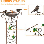 SUNNYPARK Antique Garden Iron Trellis with Decorative Hummingbirds Detachable Bird Bath Bowl Metal Potted Plant Support for Climbing Flowers