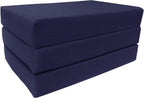 D&D Futon Furniture Navy Trifold Foam Beds, Shikibuton, Tatami Cushion Topper, Foldable Futon Pad, Twin 6x39x75