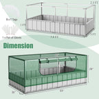 S AFSTAR Galvanized Raised Garden Bed with Greenhouse, 69” x 36” x 28” Bottomless Flower Bed w/Large Roll-up Window, 8PCS T Tags & Gloves, Outdoor Rectangular Planter Box Kit for Herb Vegetable Fruit