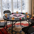 4FT Round Folding Table with Foldable Legs, Heavy Duty Banquet Table. Black | 600 lbs Capacity | 48" Round Surface | Foldable Leg Design | Seats 4-6 People | Dining, Games & Gatherings