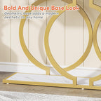 Tribesigns Gold Console Table, 55 inch Modern Entryway Table with Geometric Metal Frame, Faux Marble Narrow Long Sofa Table for Living Room, Entrance, Hallway, White and Gold