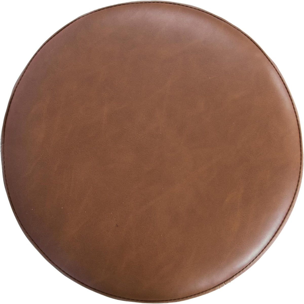 Spatial Order Faux Leather Organic Shape Ottoman (No Lid, Seat Only) | HomePop Home Décor | Round Pouf Foot Rest – Chestnut Faux Leather Faux Leather