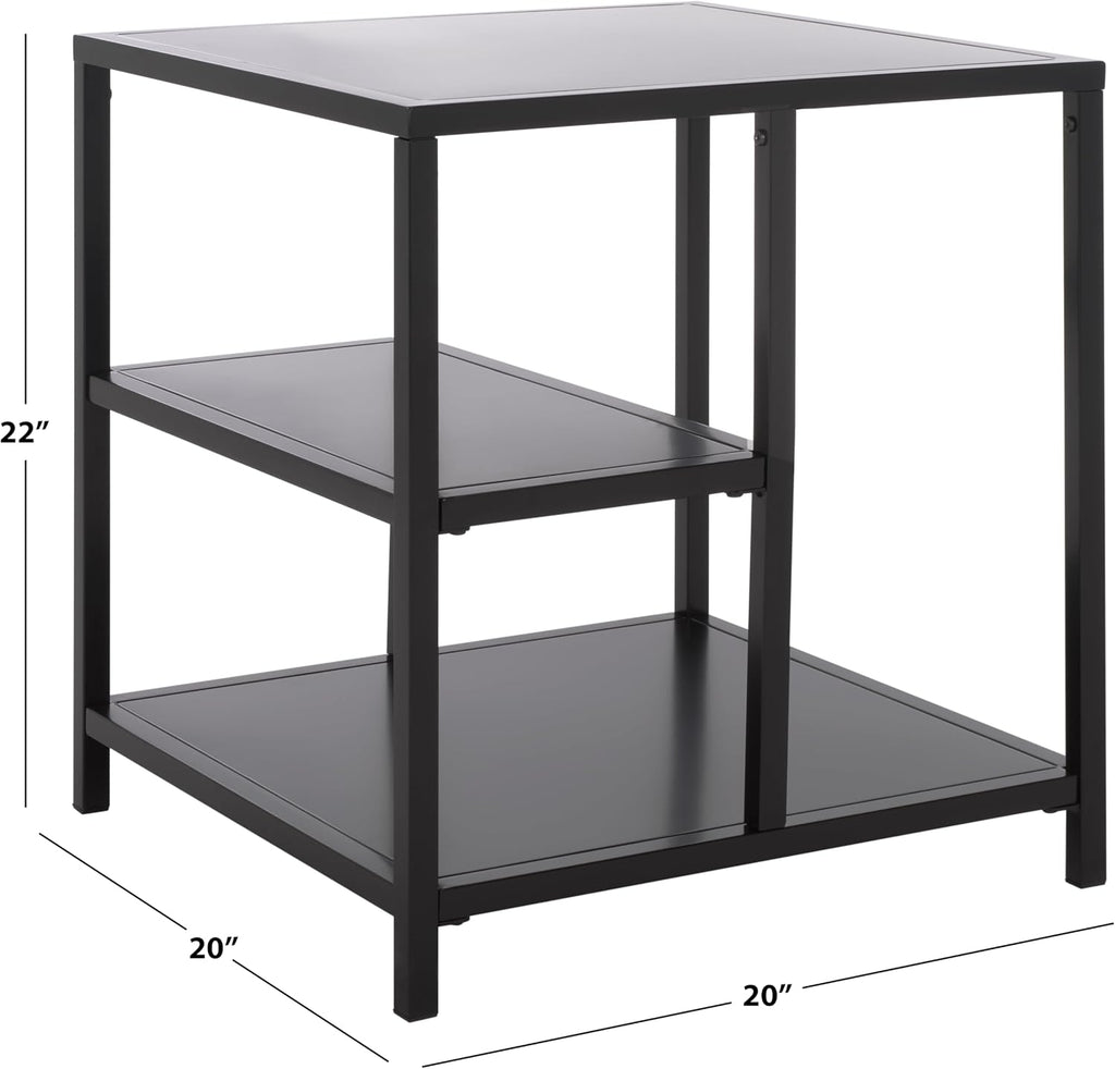 SAFAVIEH Couture Collection - Hodge Black Iron Accent Table, 3-Shelf Open Storage Side Table, Minimalist Modern Design (SFV9557A)