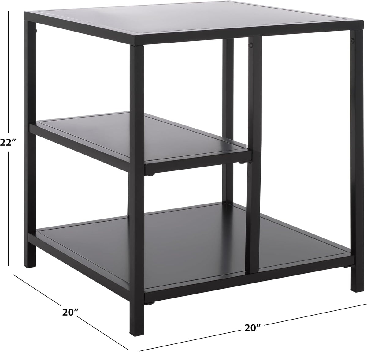 SAFAVIEH Couture Collection - Hodge Black Iron Accent Table, 3-Shelf Open Storage Side Table, Minimalist Modern Design (SFV9557A)