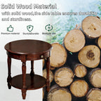 YUNMUAIR-Solid Wood End Table,Round Side Table with Drawers,Vintage Nightstand,Sofa Side Tables with Storage Shelf,Traditional Retro End Tables for Small Spaces,Living Room,Bedroom,Dark Brown