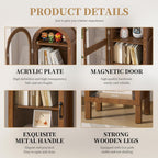 Lxsxlome 64'' Arched Display Cabinet with Acrylic Glass Doors, Walnut