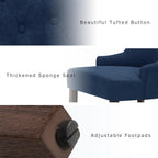 COLAMY Wingback Upholstered Side Dining Room Chairs Set of 4, Fabric Dining Chairs with Tufted Button, Living Room Chairs for Home Kitchen, Blue
