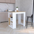 Kitchen Island with 1-Door Cabinet and Side Shelves | Push-to-open cabinet with three side storage shelves