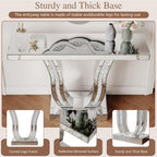 43.3'' Mirrored Console Table Silver Mirrored Entryway Sofa Table for Living Room Office, Curved Design Crystal Accent, Modern Entryway Console Desk for Hallway Entrance, 43''x12'' Glass Top