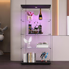 4-Shelf Glass Display Cabinet with LED Lights and Lock,Curio Cabinets Display Case with 2 Door,Tempered Glass Collection Display Showcase for Living Room,Exhibition Hall 64.7"x 32"x 14.4" Black