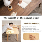 EMOOR Wood Folding Coffee Table Rectangle Large (20.5"x41.3") Natural, Floor Sitting Low Table Small Space Minimalist Japanese Tatami Room