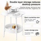Cloud Coffee Table,Household Small Dining Table Round Side Table 2-Tier Small Tea Table Modern Style End Table Living Room Center Minimalist Display Coffee Table for Living Room Small Space White
