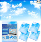 4 Pcs Fluorescent Light Covers - Classroom, Office 4 x 2 Feet Flame Retardant Magnetic Covers for Ceiling Lights Filters (Blue Skies & White Clouds)