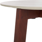 SAFAVIEH Home Collection - Helley Accent Table, White Ceramic Faux Marble Round Top with Walnut Brown Base, Fully Assembled (ACC2915A)