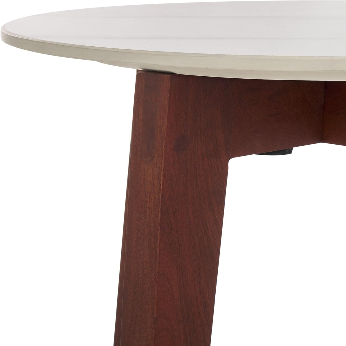 SAFAVIEH Home Collection - Helley Accent Table, White Ceramic Faux Marble Round Top with Walnut Brown Base, Fully Assembled (ACC2915A)