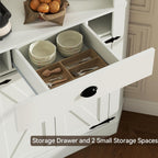 74"Corner Cabinet with Charging Station,Kitchen Pantry Storage Cabinet with Drawer,Freestanding Kitchen Pantry Cabinets with Doors and Shelves,Farmhouse Food Hutch for Dining Room,Living Room(White)