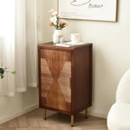 eHemco Modern End Table with Storage, Two-Toned Ribbed Parquet Design, 17 x 14 x 30 Inches, Antique Walnut and Natural Finish