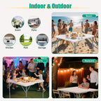 34'' Square Folding Card Table 2 Pcs,Dining Table with Handle & Safety Lock | Fold-in-Half, Portable, Heavy Duty HDPE, Foldable Plastic Table for Camping Picnic Party Event, White
