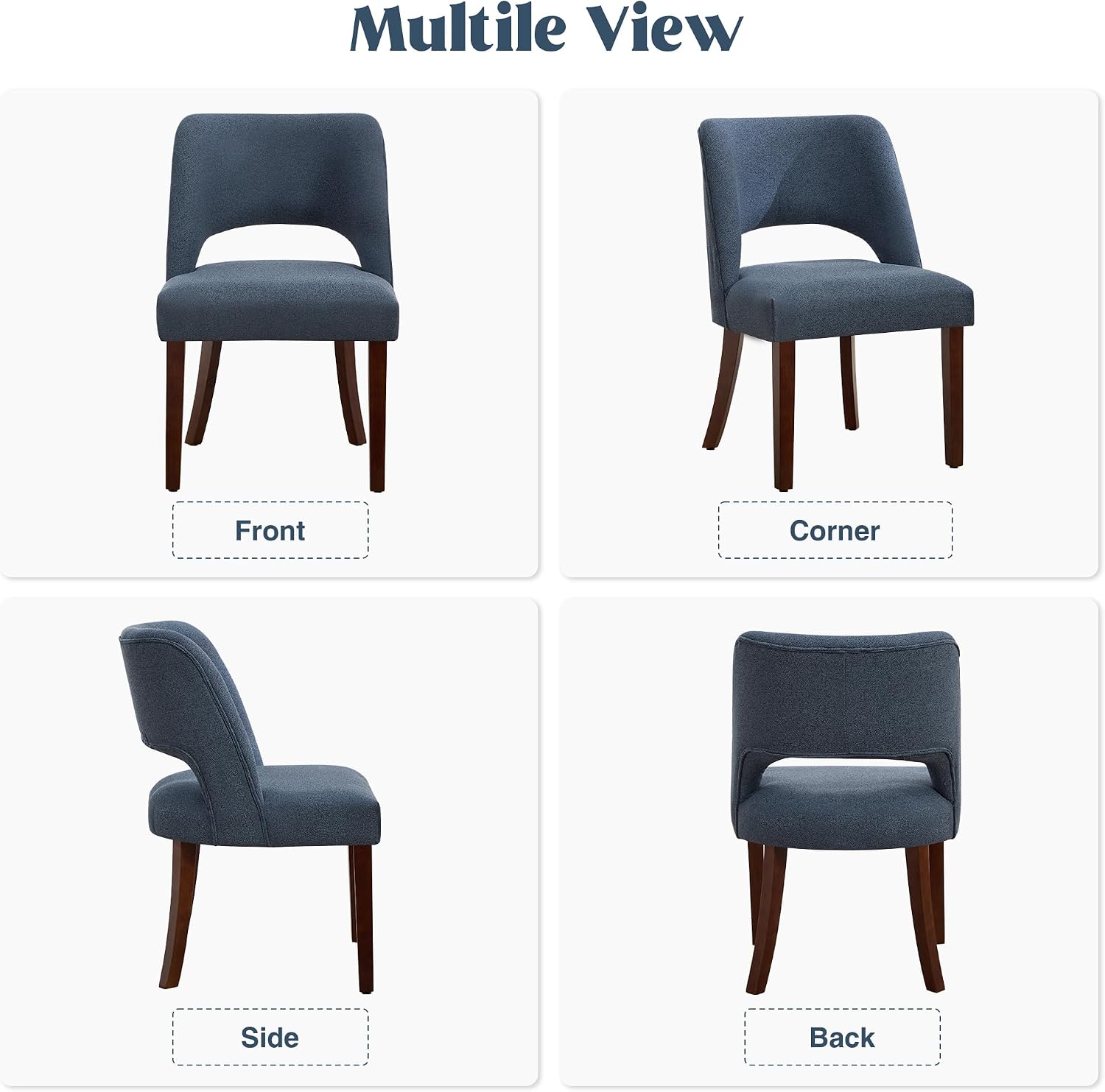 Dining Chairs Set of 6,Modern Dining Room Chairs with Thick Cushions,Upholstered Linen Fabric Kitchen Chairs for Kitchen Dining Room DARKBLUE