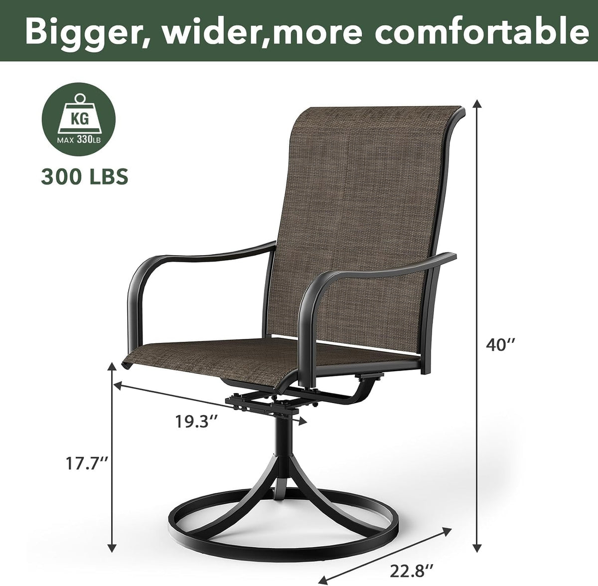 Anmutig Patio Swivel Dining Chair, Outdoor Metal Chair with Textilene Mesh Fabric Patio Furniture Set Porch Chairs with Metal Rocking Frame for Lawn Garden Backyard Light Tan/Grey