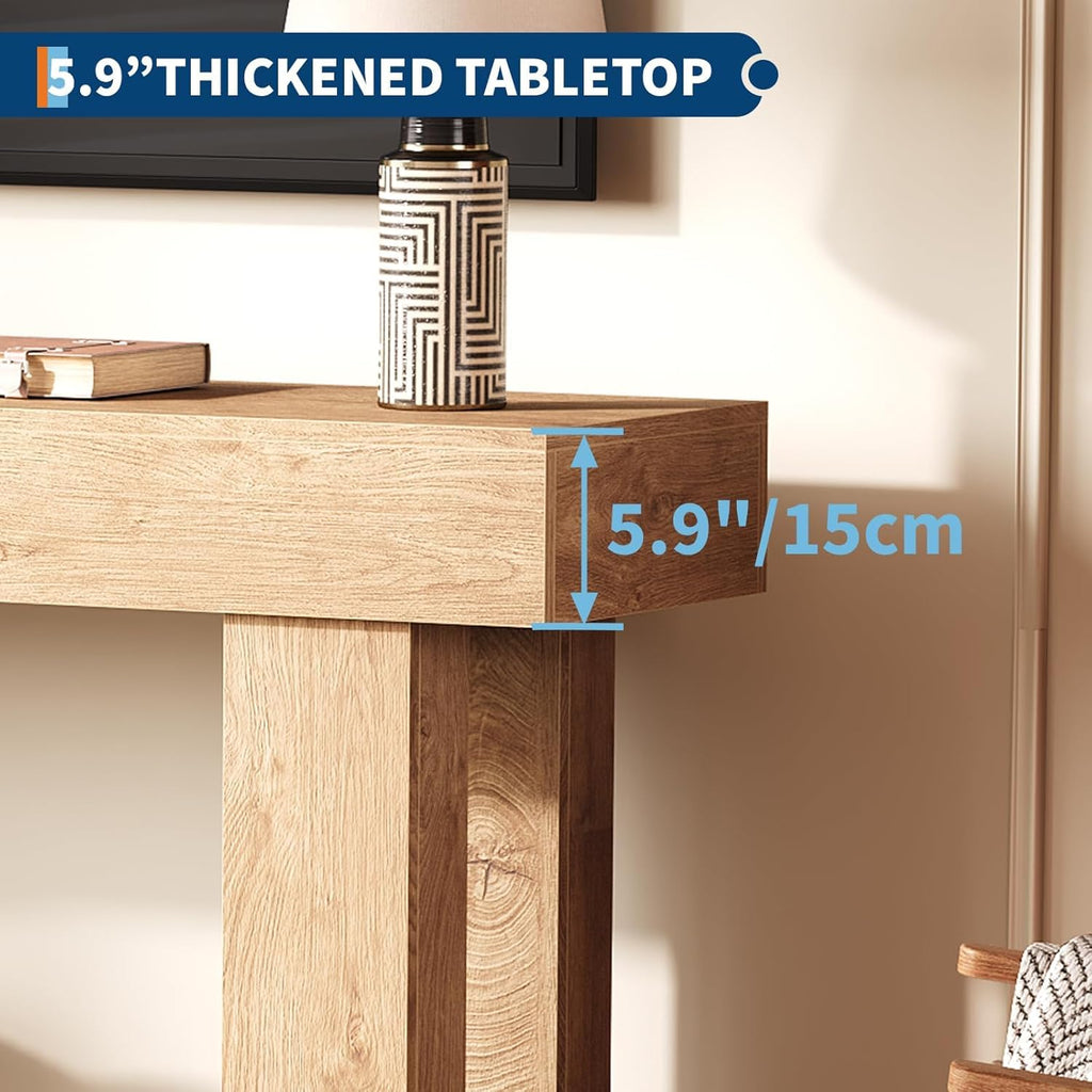 Garvee Narrow Entryway Table, 63 in Long Wooden Couch Table Behind Sofa, Farmhouse Entryway Console, Perfect for Living Room, Hallway, Bedroom, Easy Assembly, Natural Wood