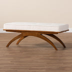 Baxton Studio Orella Boucle Fabric Bench, Cream/Walnut Brown