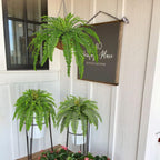 Fake Hanging Plants Large Boston Fern Artificial Plants Outdoor Realistic Fake Ferns with Palm Basket Silk Plants Ferns Hanging Plant Artificial Decor for Home Front Porch Window Garden - Green