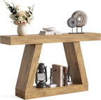 LITTLE TREE 55-Inch Sofa Table with Storage, Farmhouse Console Table for Home, Rectangular Wooden Entryway Furniture for Living Room, Bedroom, Office, Hallway, Oak