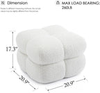 Zesthouse Square Pouf Ottomans Set of 2, Modern Backless Vanity Stool for Bedroom, White Fuzzy Foot Rest for Couch, Upholstered Tufted Footstool, Sherpa Fabric Ottoman Coffee Table for Living Room