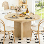Extendable Dining Table, 35.4" Round to 47.2" Oval Wood Dining Table with Extension Leaf, Modern Expandable Kitchen Table for Small Space, Apartment & Dining Room