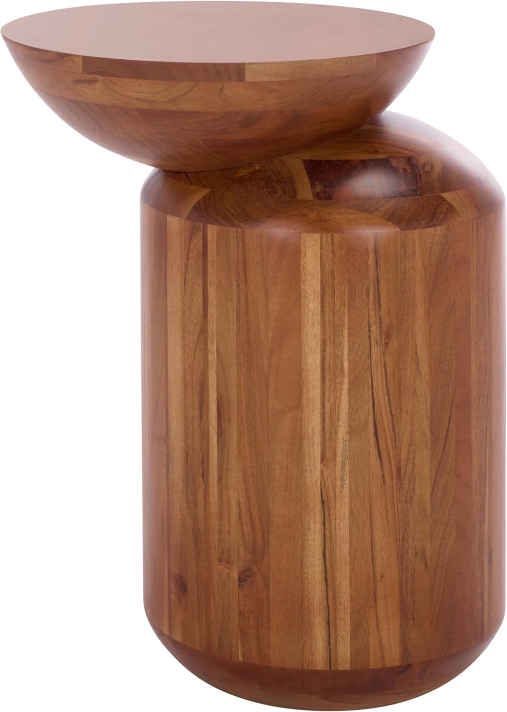SAFAVIEH Home Collection - Masew Solid Wood Accent Table with Sculptural Stacked Design in Walnut Finish, Modern Side Table, Fully Assembled (ACC3228A)